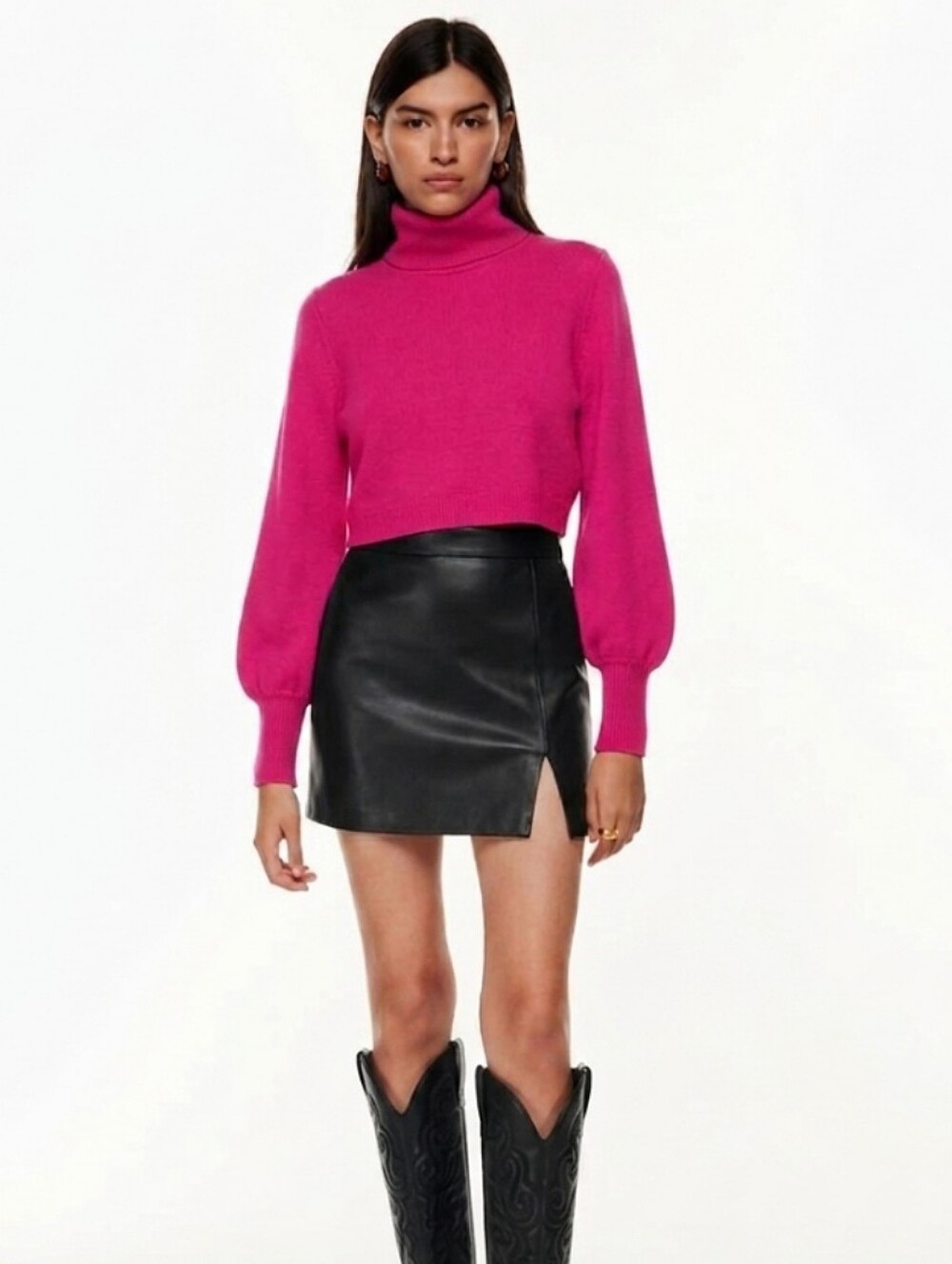 Aritzia Wilfred Rebecca Turtleneck Sweater Pink Medium Merino Wool Cotton Blend